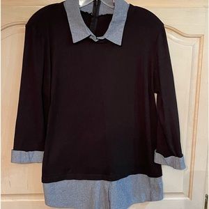 A great looking casual top that is all cotton.  The black and chambray shirt 😘